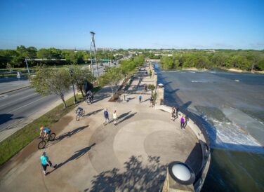 White Rock Lake roundabout trail aerial view