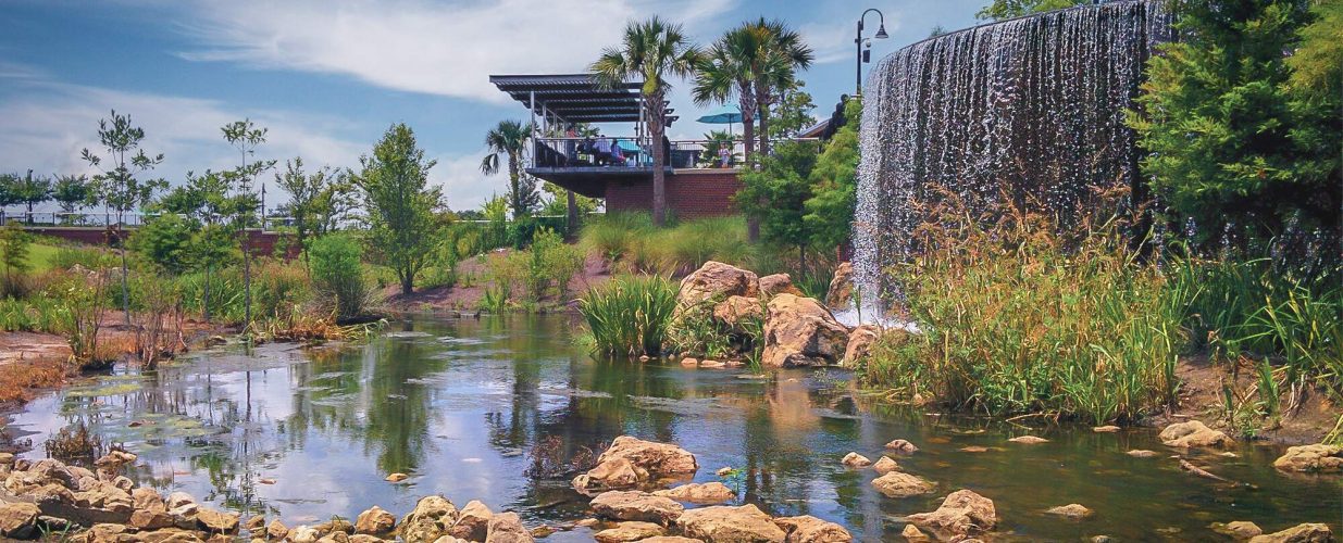 waterfall and infrastructure at Cascades Park